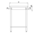 Rustfri arbeidsbenk uten underhylle BxDxH: 80x70x85cm 
