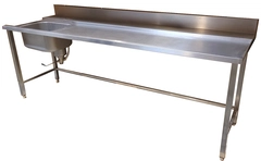 Rustfri Forvaskebenk med 13 cm oppkant Model:PXO-PRO. &#197;pen under for s&#248;ppelstat