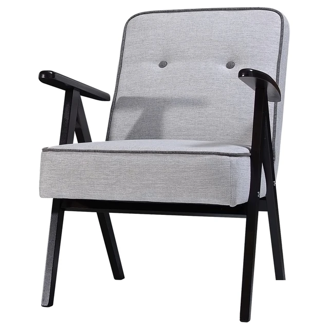 Lenestol MidCentury Enkle design, grå. BxDxH: 64x75x85 cm 