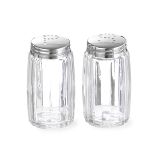 Salt og pepper bøsse sett Glass med rustfritt lokk