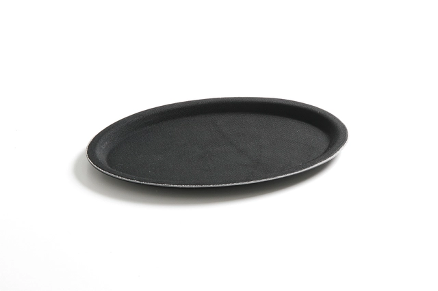 Serveringsbrett i polyester, oval svart 16x23 cm 