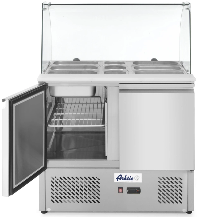 Saladette med glassoverbygg 2 dørs, 90 cm 