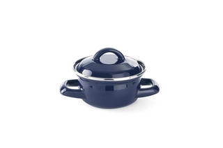 Suppe og sauspanne med lokk, blå 0,5 liter